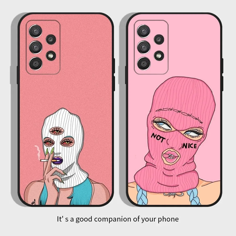 Masked Goon Thug Life Teared Girl Phone Case For Samsung Galaxy A13,A21s,A22,A31,A32,A52,A53,A71,A80,A91 Soft Black Cover