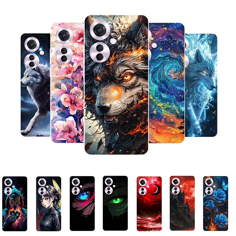 For OPPO Reno 11F 5G Case Wolf Painted Cover Shockproof Soft Silicone Phone Case For OPPO Reno11 F CPH2603 Fundas Reno11F