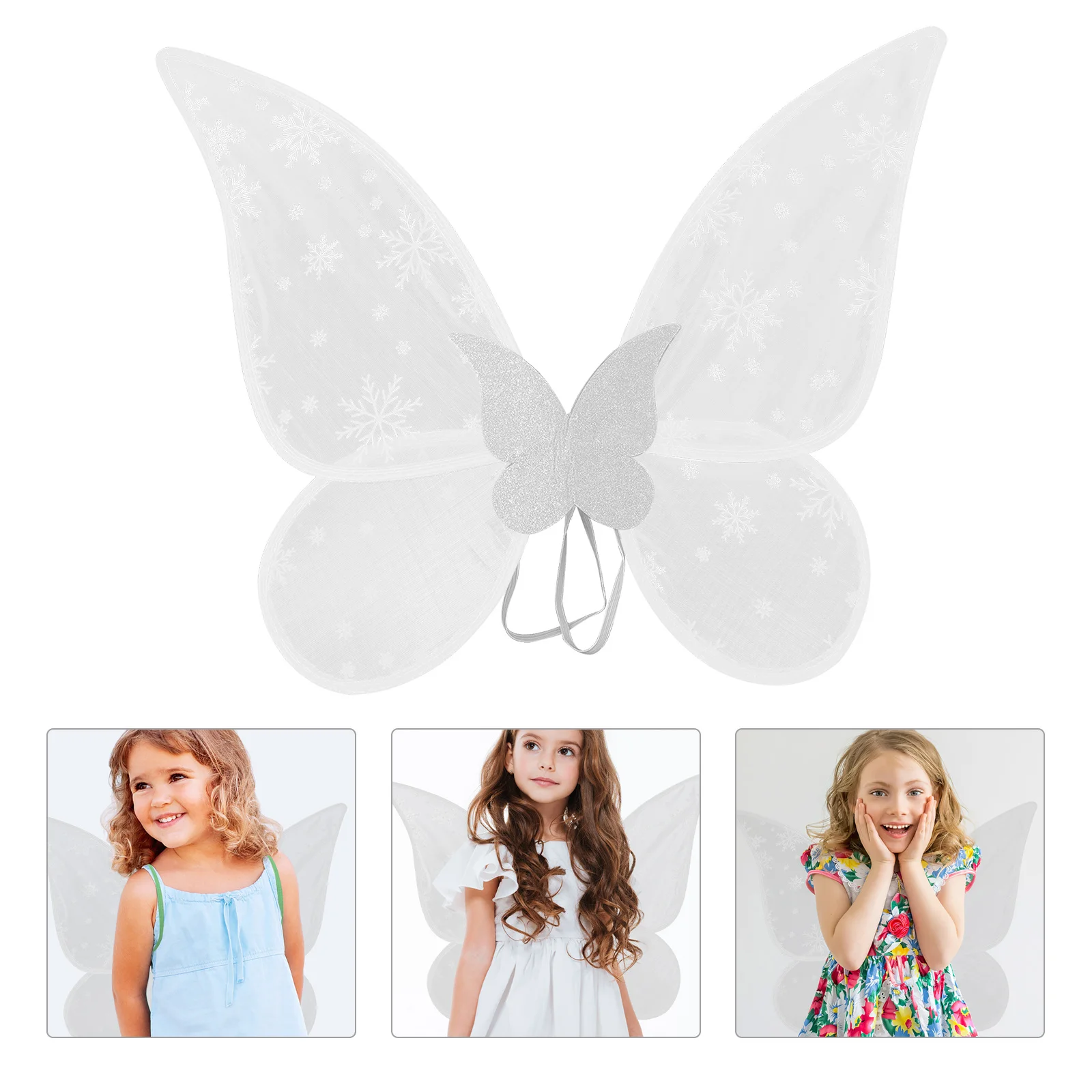 Snowflake Butterflies Wing Fairy Wings For Girls Kids Costume Party Dress Up Cosplay Role Play Photo Prop Accessory