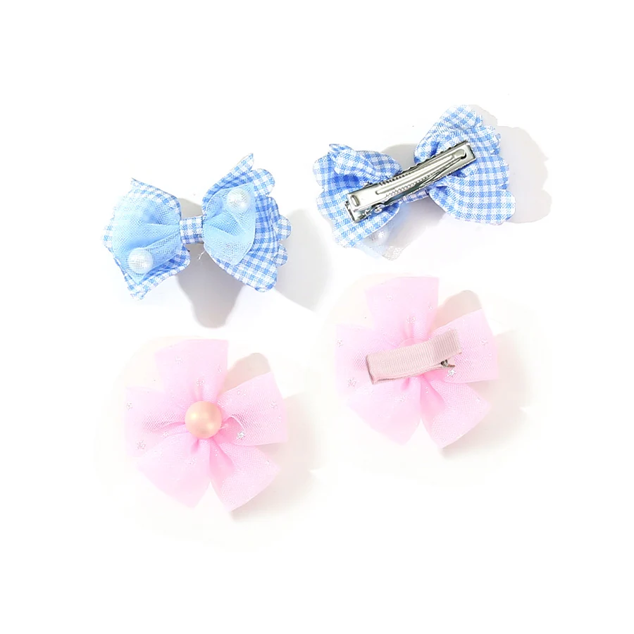 4pcs Dog Bows Stylish Hair Clips for Fur Pet Yorkie Cute Topknot Bows Flower Hair Bin Adorable Puppy Grooming Barrette