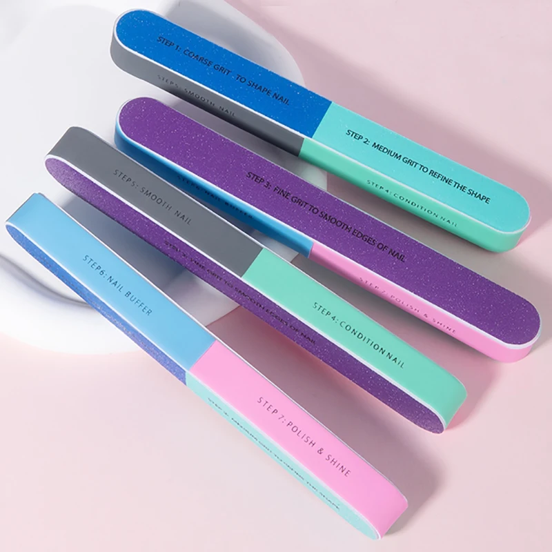 3/5/7/10 قطعة ملف الأظافر سبعة جوانب أدوات تلميع مانيكير باديكير الملفات المهنية مسمار الفن الرملي عازلة كتلة أدوات الأظافر #4