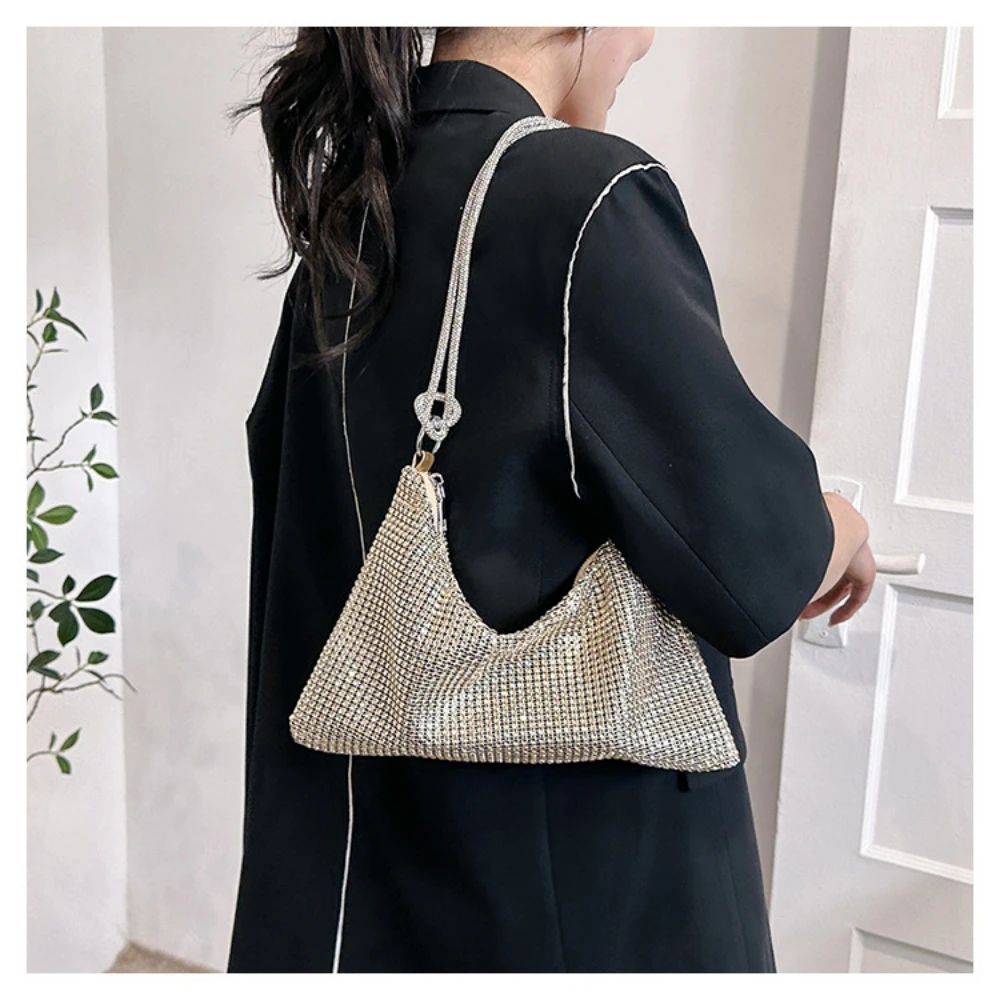 Bolsas axilas de strass para mulheres, sacola colorida, lantejoulas de grande capacidade, bolsas crossbody, embreagem para festa noturna, novo, 2023