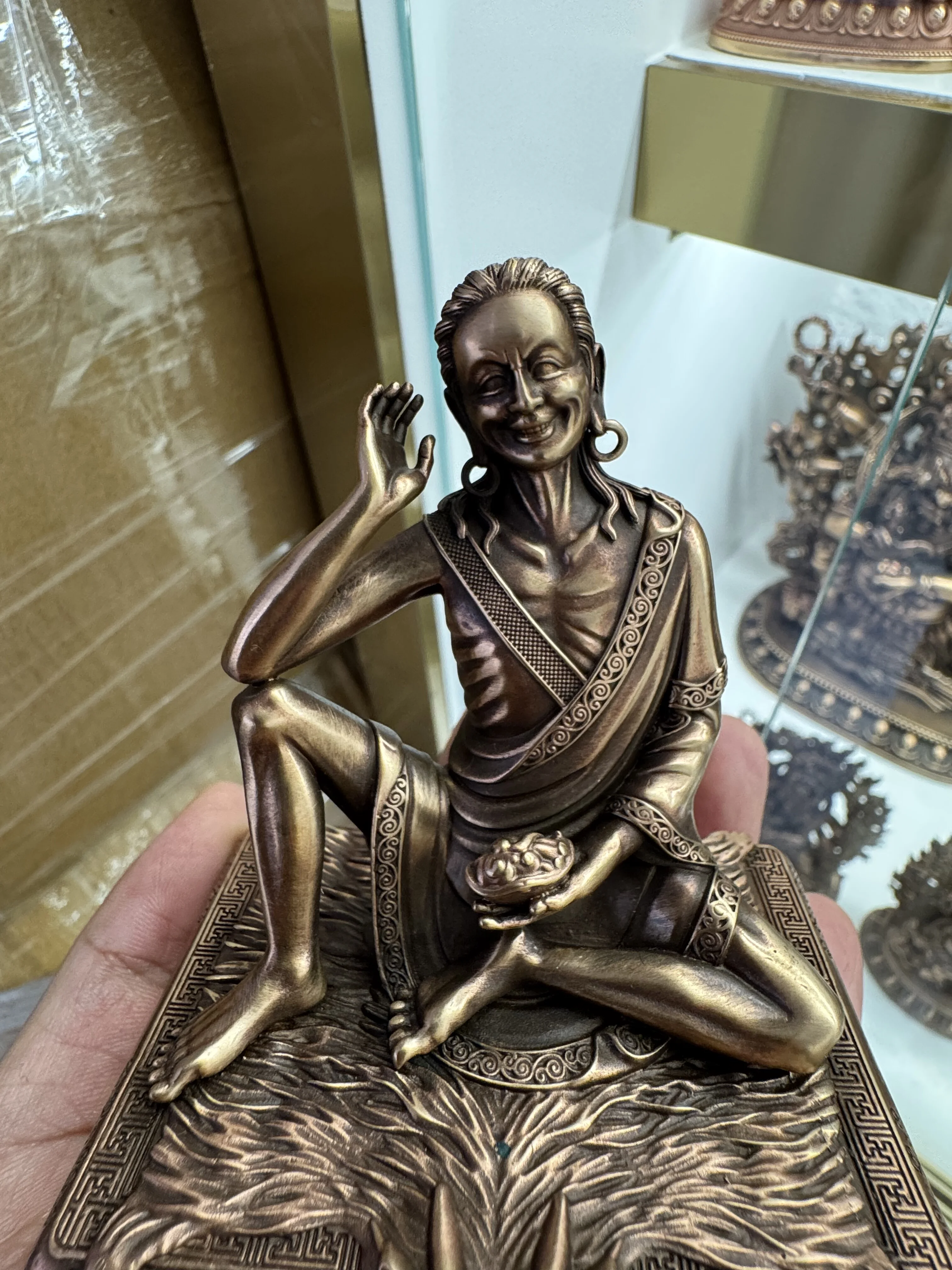 Xizang Craft Copper Pure Copper 12cm Milarepa Bronze Statue