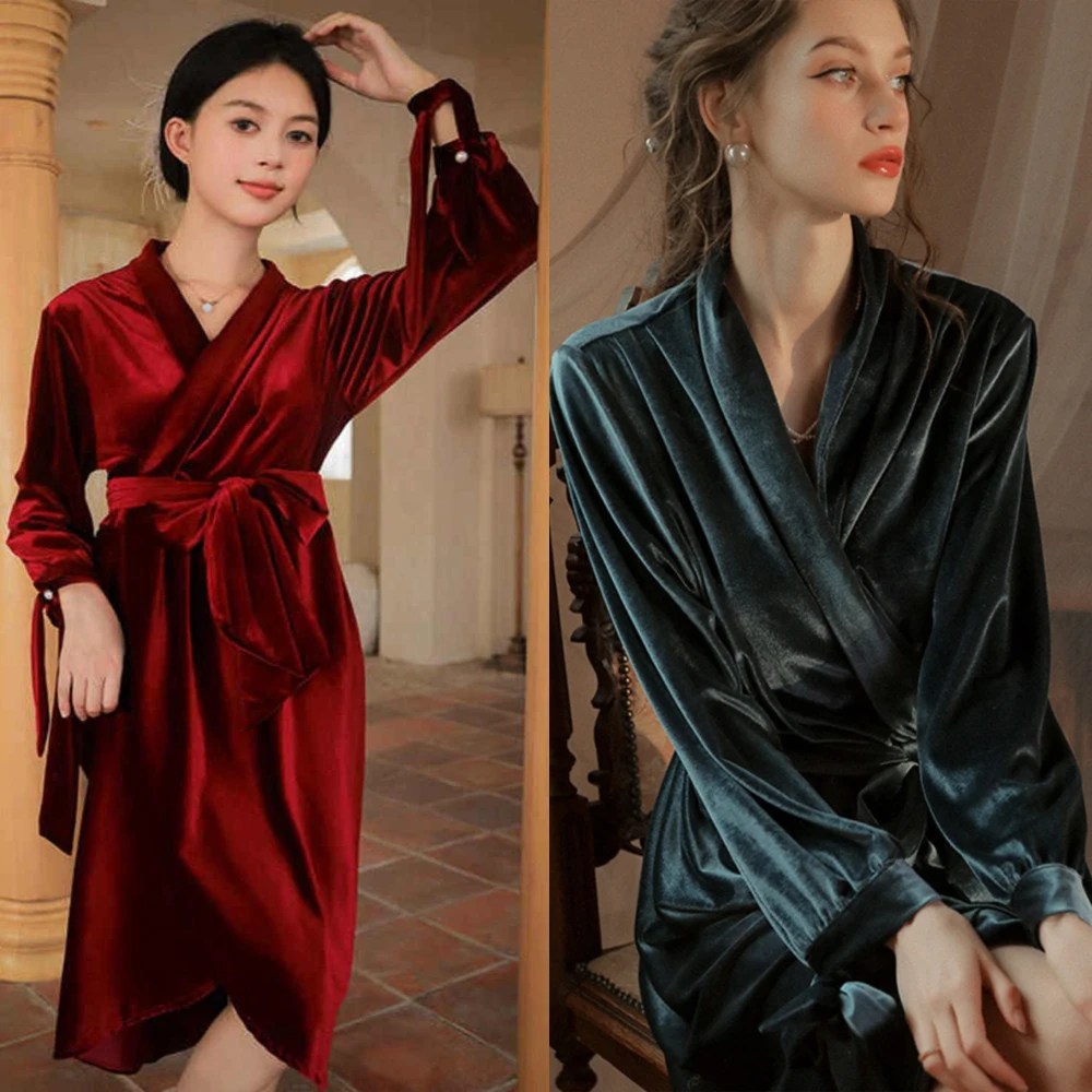 Velvet Wedding Robe Photography Gown Kimono Bridesmaid Slip Jacket Nightgown Customized