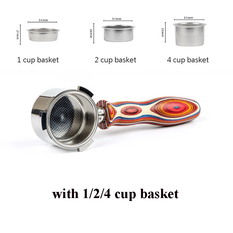 51mm Portafilter do kawy bez dna do Delonghi EC680/EC685/EC785/EC885 uchwyt do kawy ze stali nierdzewnej z 1/2/4 kubkiem