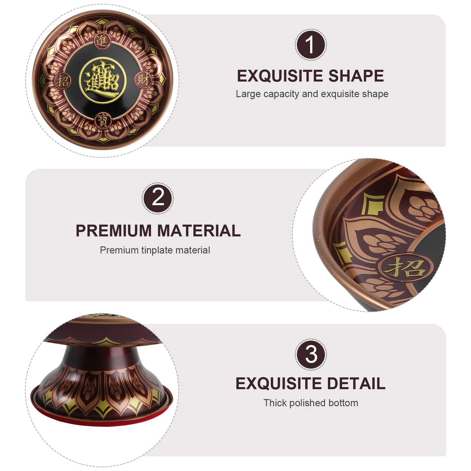 

Fortuna Tinplate Fruit Tray Premium Quality Anti Aging Large Capacity Household Temple Supply Serving Food Trays