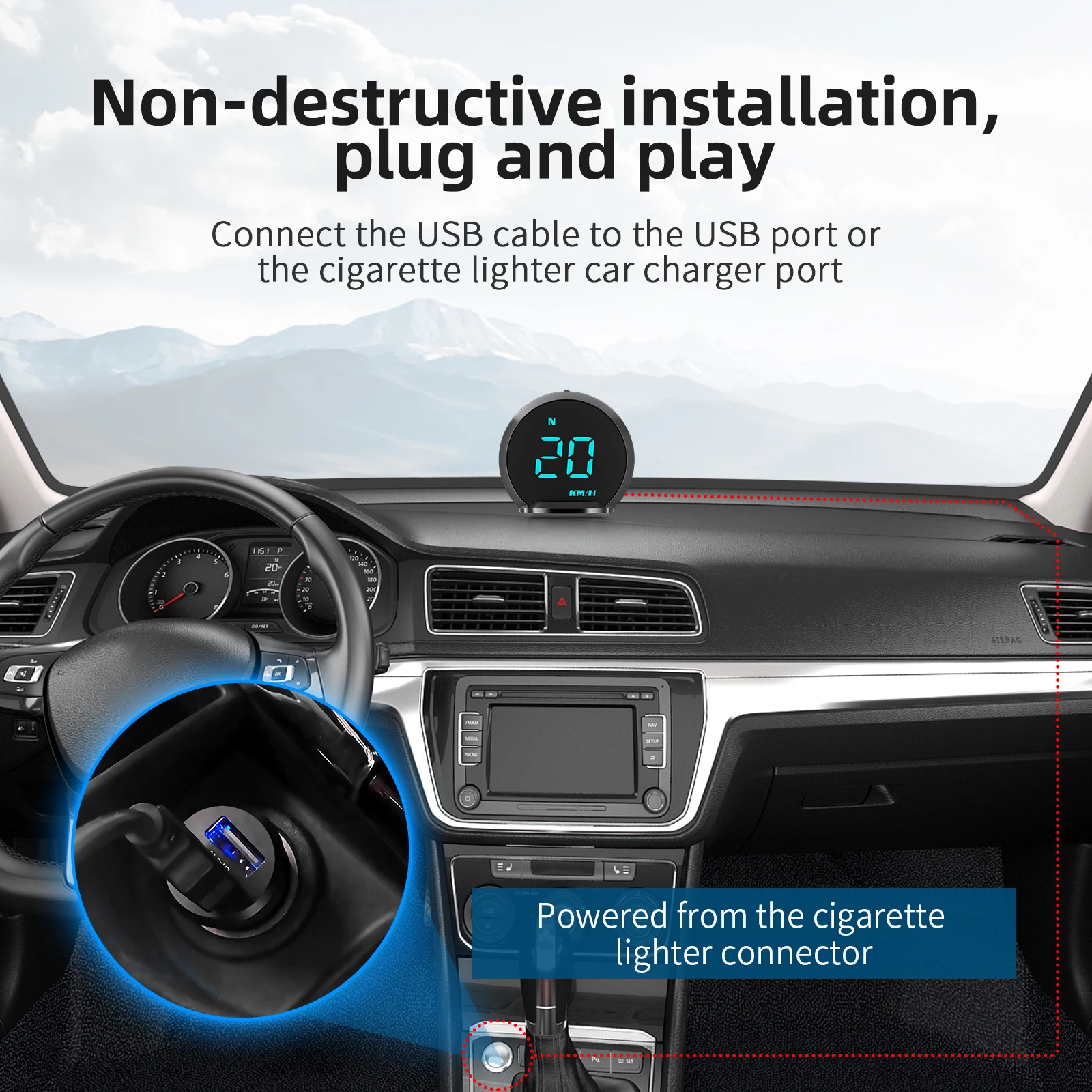 G13 Head Up Display Car HUD Meter Plug and Play 7 Colors Backlight Digital GPS Speedometer Overspeed Alarm KM/H MPH for All Car view 2