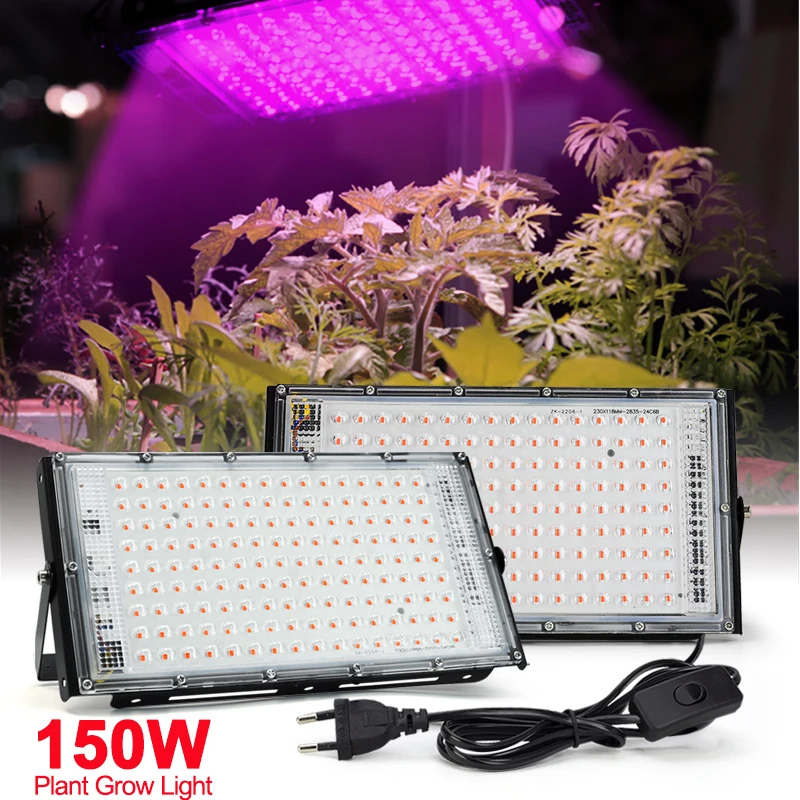 150W LED Grow Light Full Spectrum Light AC 220V With EU Plug Led Grow lamps For Greenhouse Hydroponic Flower Seeding Phyto Lamp