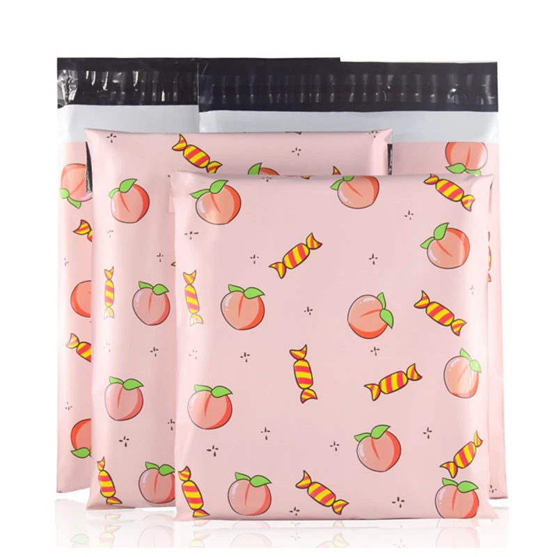 

100Pcs Poly Mailer Shipping Pink Envelope Mailing Courier Bags To Pack Products Candy Peaches Packaging Set Sending Plastic