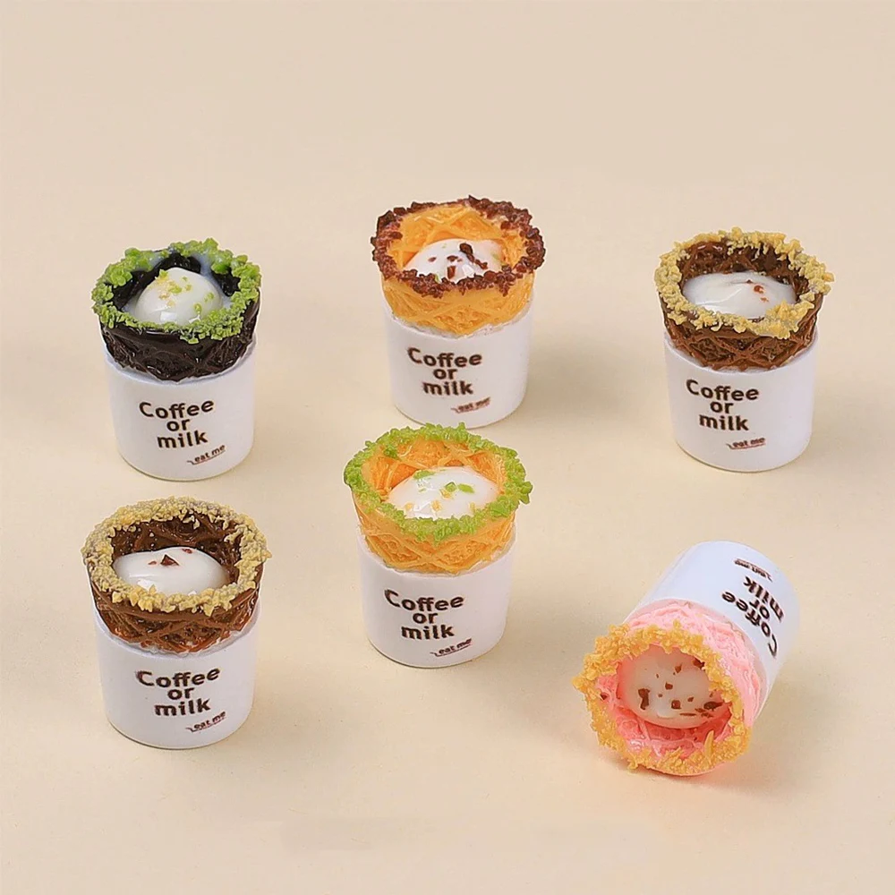 5PCS Shiny Coffee Biscuit Cup Miniature Flat Back Resin Cabochons For Hairpin Scrapbooking DIY Home Decor Craft Accessories