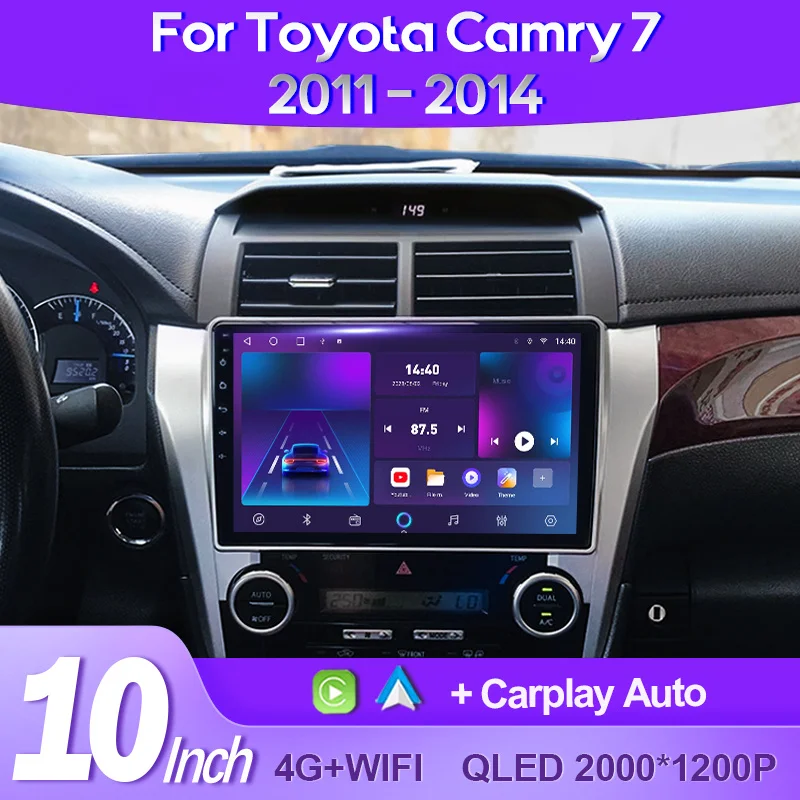 

QSZN для Toyota Camry 7 XV 50 55 2011 - 2014 2K QLED Android 13 автомобильный радиоприемник мультимедийный видеоплеер GPS AI голосовой CarPlay 4G стерео