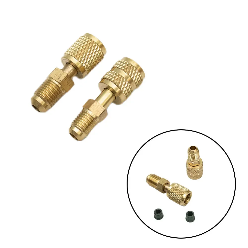 

2PCS For R410 R32 R22 AC Refrigerant Adapter 5/16\\\\\\\" 1/4\\\\\\\" SAE Male Female For Valve System Tool Accessories