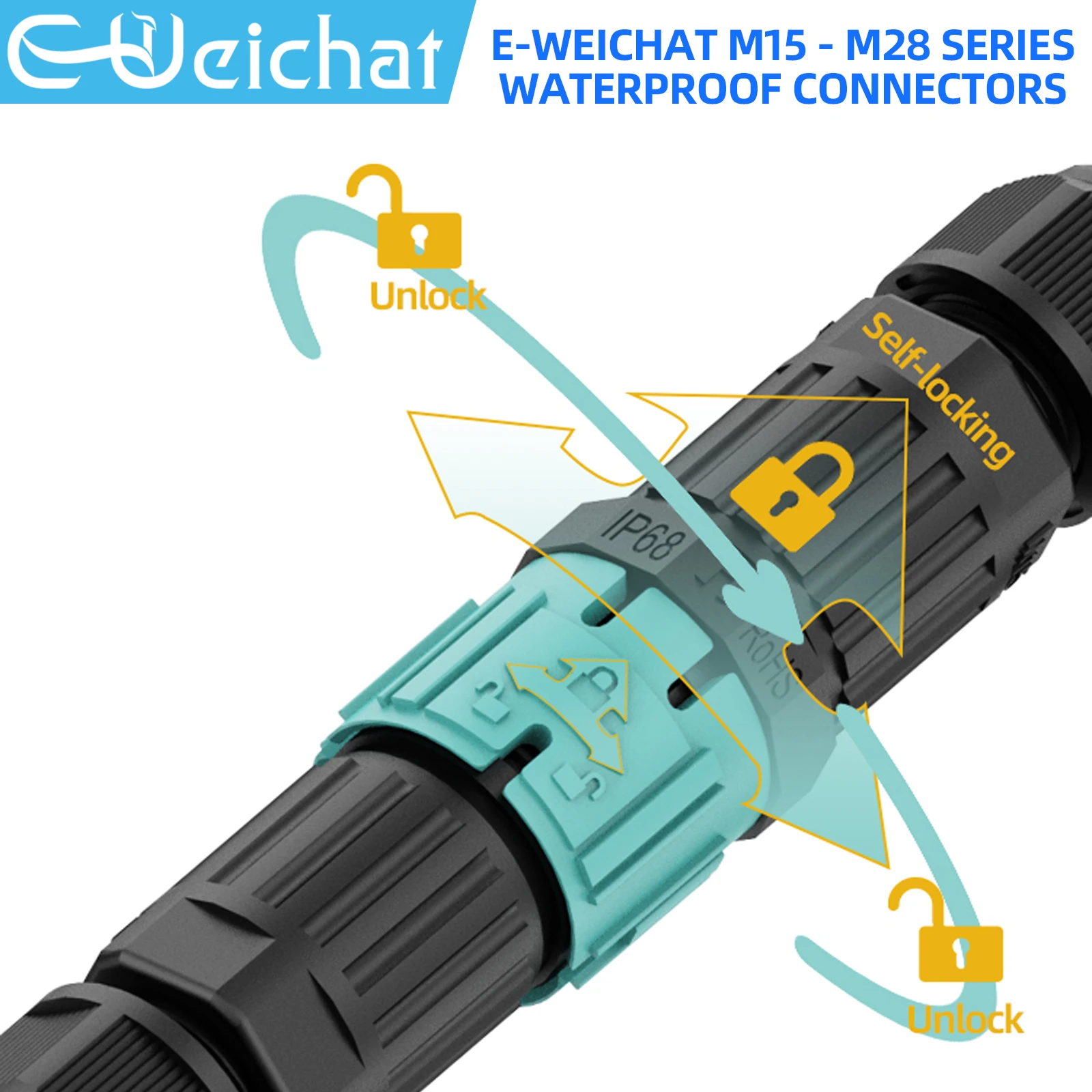 Panneau de BeHero de prise de fil de déverrouillage à distance M15-M28 connecteur électrique d'aviation circulaire imperméable IP68