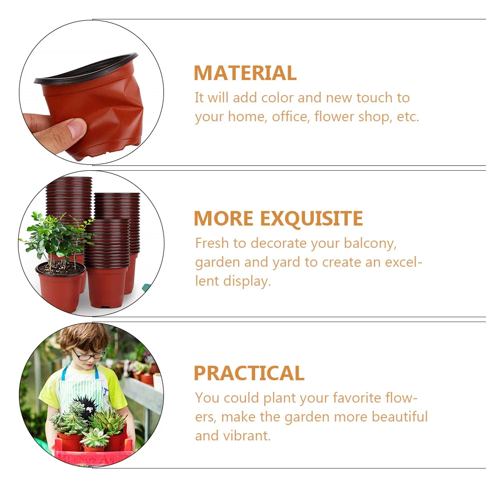 

50Pcs Plant Nursery Pots Plastic Durable Flower Pots with Drain Holes for Succulents Garden Planting Garden Pot