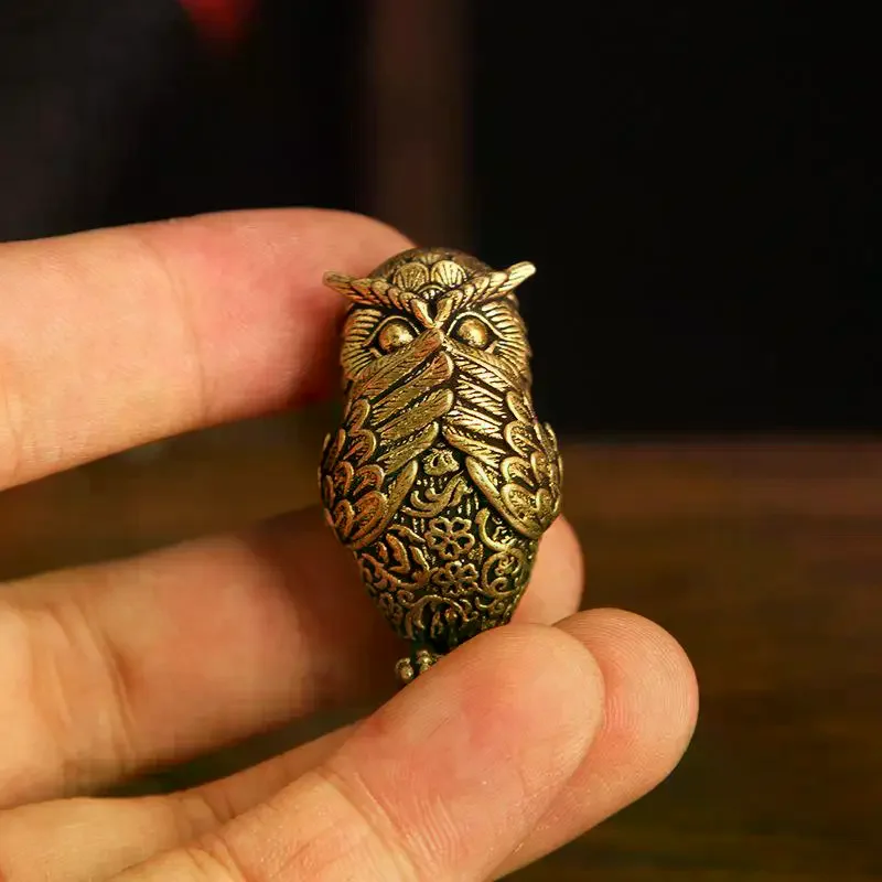 1PC Owl Brass Ornament Handmade Boho Decor Creative Figurine Small Desk Decorations Unique Gift for Home Luxury Decor Home Decor