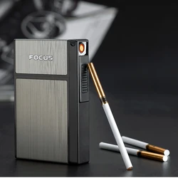 Ladies 20 Slim Cigarettes Extended Length Replaceable Filament Cigarette Lighter Cigarette Case Integrated Lighter