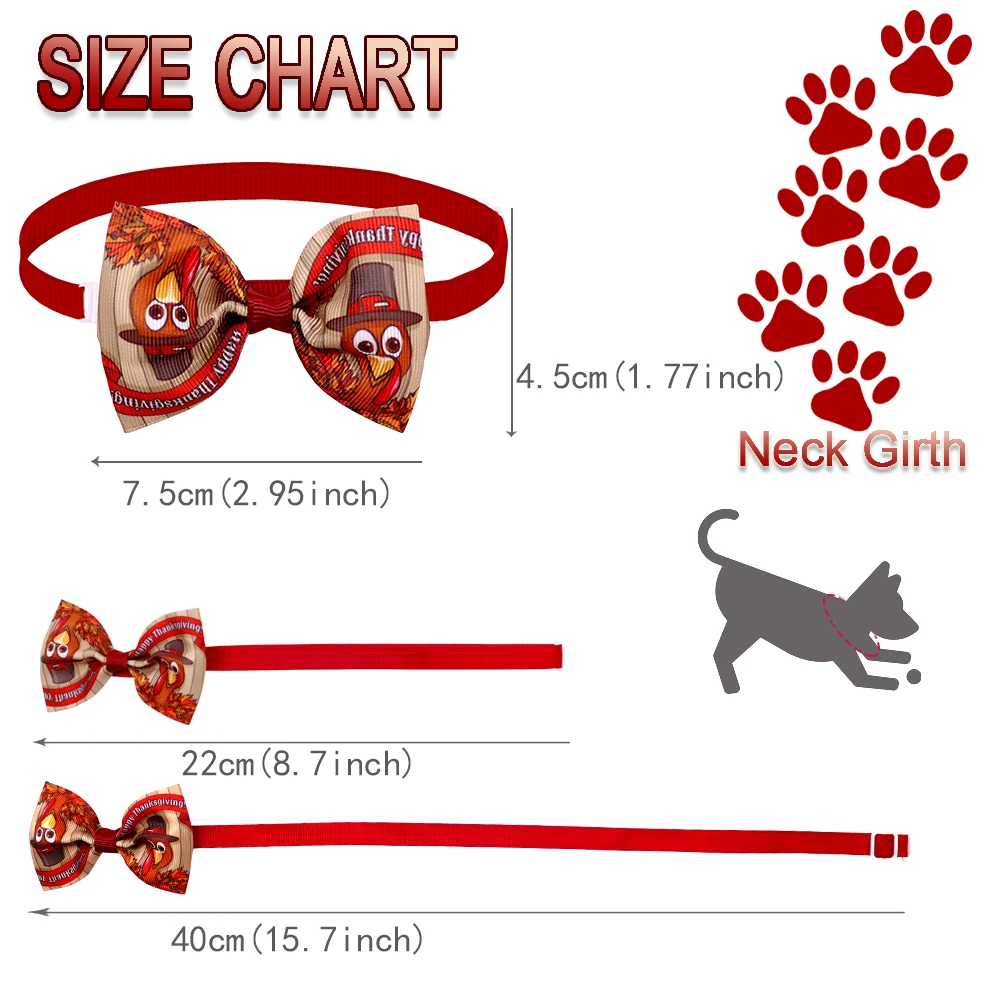 20/40PCS Doggy Bows Adjustable Pet Neck Accessories For Dogs Bow Ties Collars Adjustable Autumn Thanksgiving Small Dog Bowties