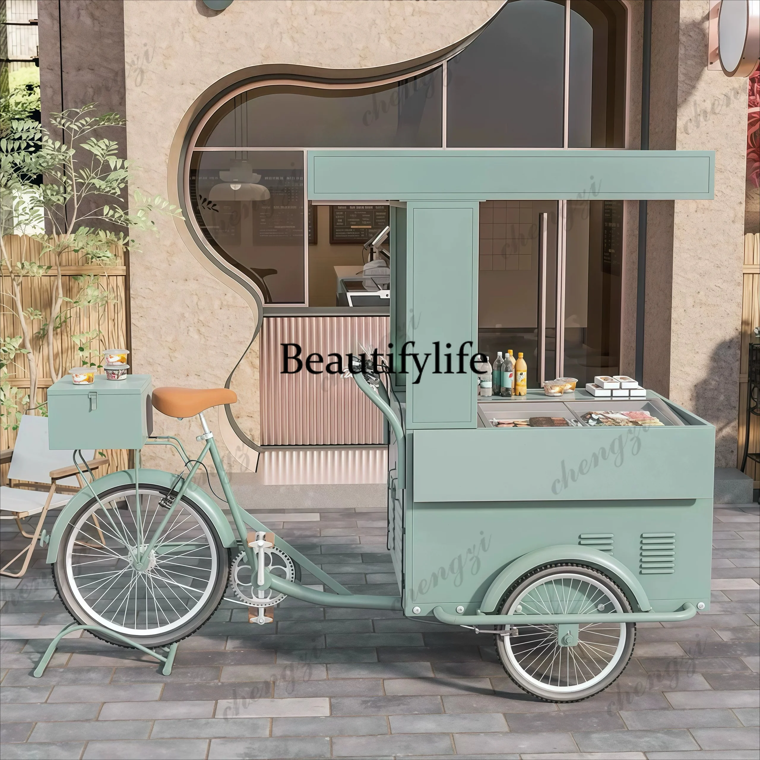 Outdoor food truck shopping mall activities display float can ride stall three-wheeled dining car