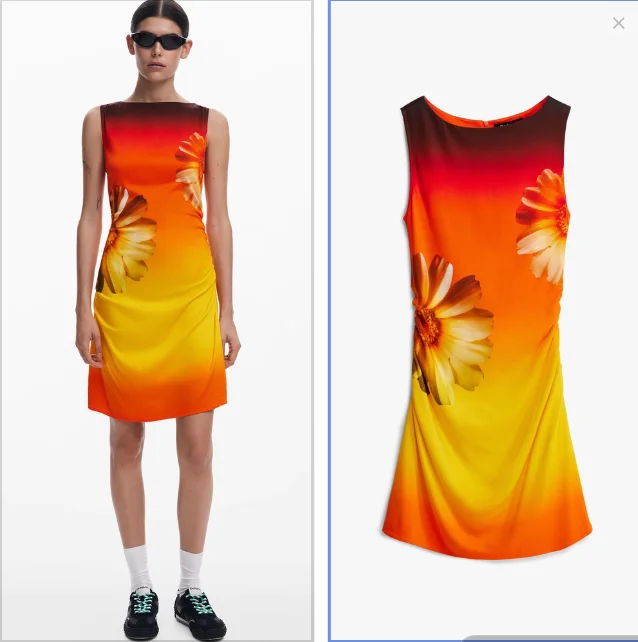 Pedido original de vestido esticado floral estampado espanhol sem mangas para comércio exterior