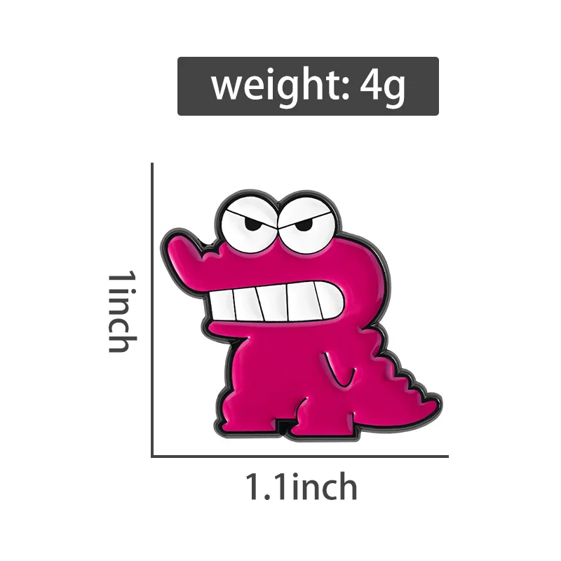 Cute Pink Crocodile Enamel Pins Cartoon Anime Snack Animal Brooches Lapel Badges Funny Jewelry Gift for Kids Friends