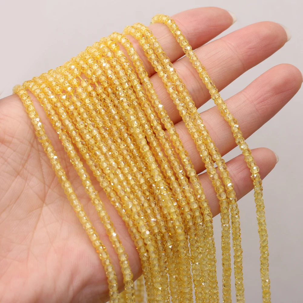 Natural Zircon Beads Round Yellow Faceted Abacus  Loose Spacer Beaded For Jewelry Making DIY Bracelet Necklace Accessories