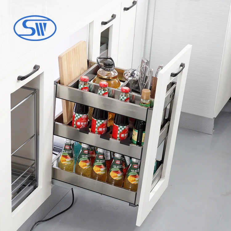 Multifunctional cabinet kitchen drawer basket,Spice Pull Out Seasoning Drawer Wire Basket