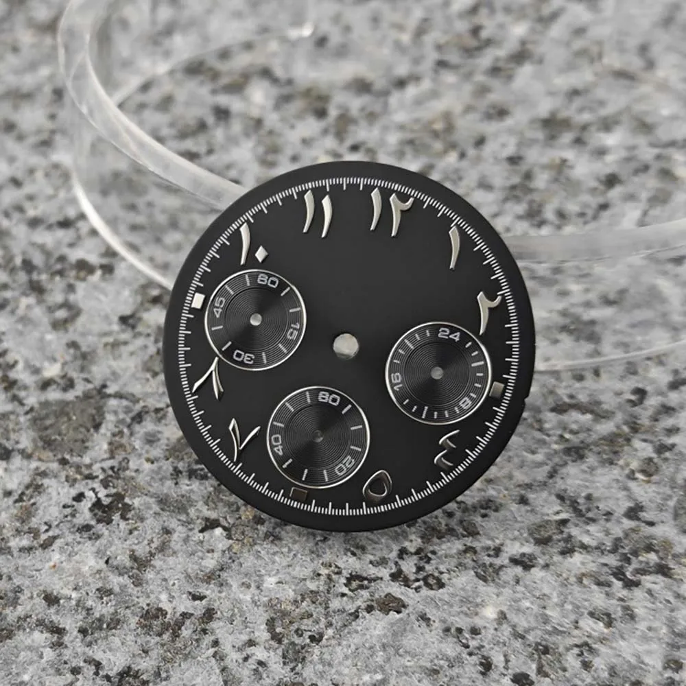 قرص VK63 29.5 ملم، أرقام عربية، قرص ساعة أظافر لحركة كوارتز VK63 بدون ملحقات تعديل الوجه المضيئة #6