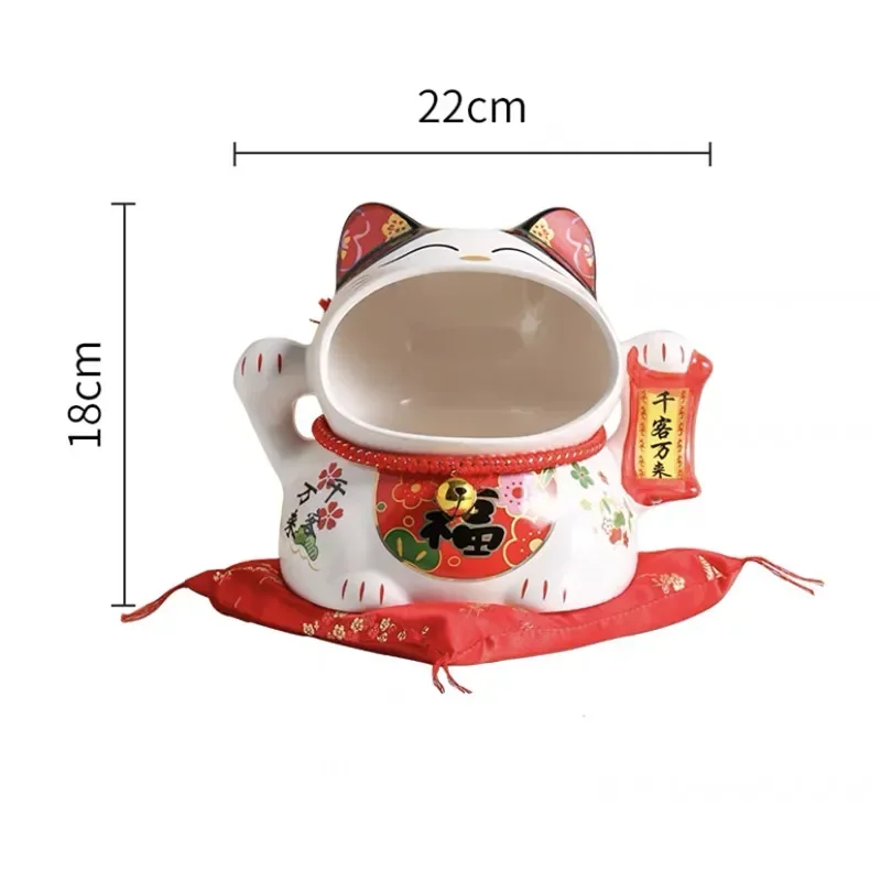 Ceramic Cute Lucky Cat Figurine Maneki Neko Money Box Piggy Bank Office Feng Shui Ornaments Snacks Candy Jar Home Decoration