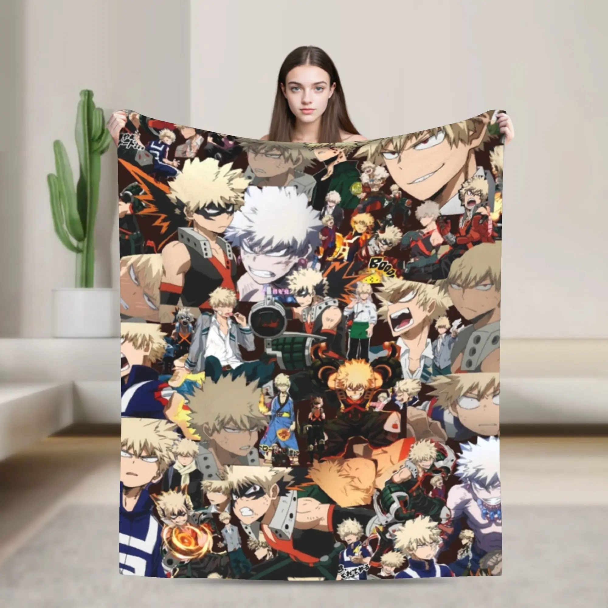MHA Anime Blankets Do You Truly Love Bakugou Katsuki Fuzzy Throw Blanket Summer Air Conditioning Portable Soft Warm Bedsprea,