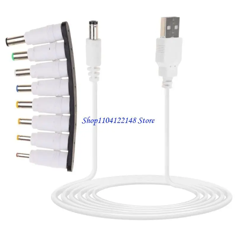 P9FA Usb 5V To DC9V12V Power Cable for Scanners Routers Speakers Cameras Power Supply with 8 Interchangeable Tips