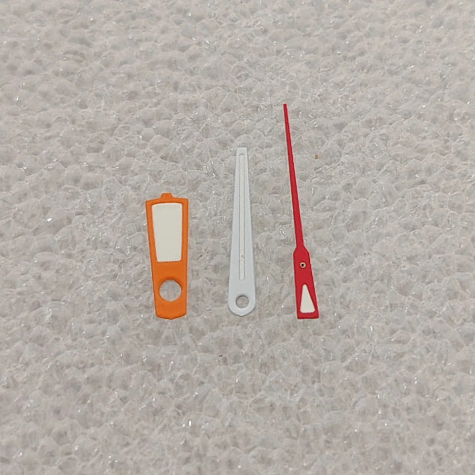 NH35 Watch Hands Orange-red and White Needle Green Luminous Watch Modification Accessories for NH36 4R 7S Mechanical Movement