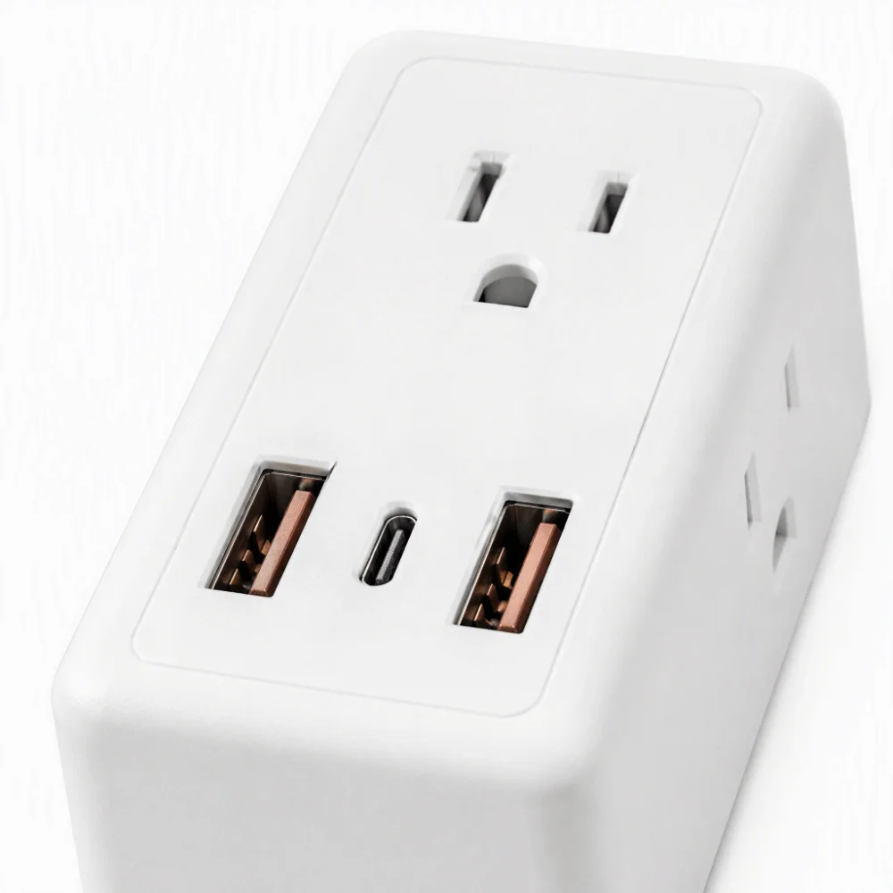 2 USB Ports Power Strip Solid Copper Wire Flame-Retardant PC Housing Multi Outlet Socket Stable Conductivity Durable Cord