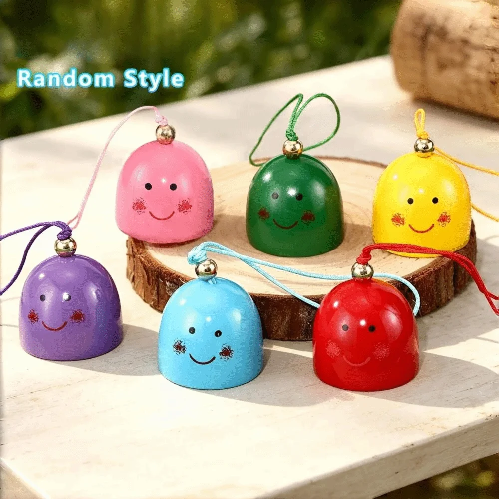 6Pcs Cartoon Expression Alloy Decorative Bells, Crisp Ringing Wind Chime Hanging Ornaments with Hanging Cord
