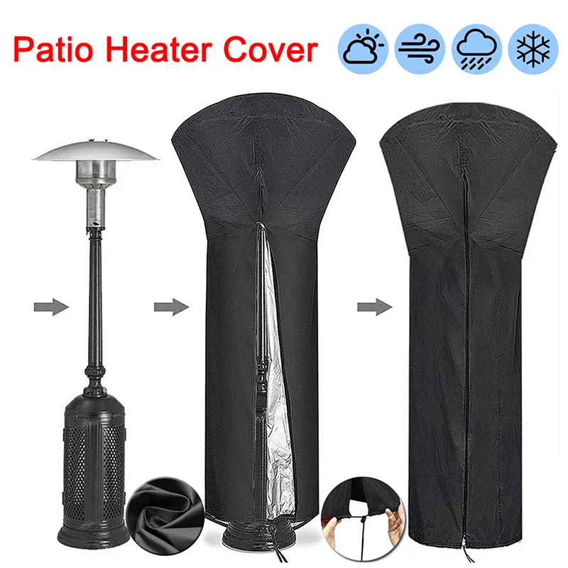 

210D Oxford Waterproof Air Heater Cover Black Garden Courtyard Patio Heater Dust Cover Pyramid Standup Outdoor Furniture Protect