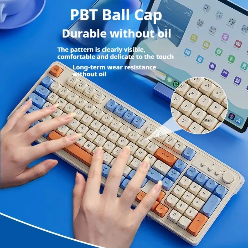 Silent Bluetooth Wireless Keyboard Mouse Dual Mode Mechanical Feel Stylish Design For Gaming And Office Use Girls Friendly