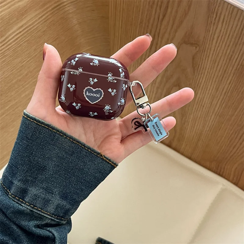 الرجعية الأزرق زهرة حقيبة سماعة الاذن ل أبل Airpods برو 1 2 3 4 Gen غطاء سيليكون لطيف سماعة شحن حالات ل Airpod 4 3rd