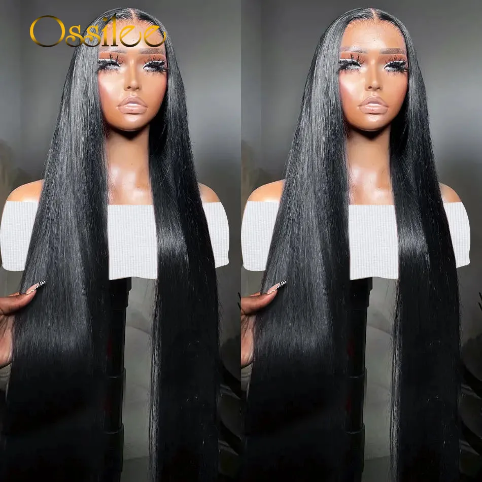 Ossilee-Perruque Lace Closure Wig naturelle lisse, cheveux bruts, Full Lace HD, 13x6, 5x5, pre-plucked