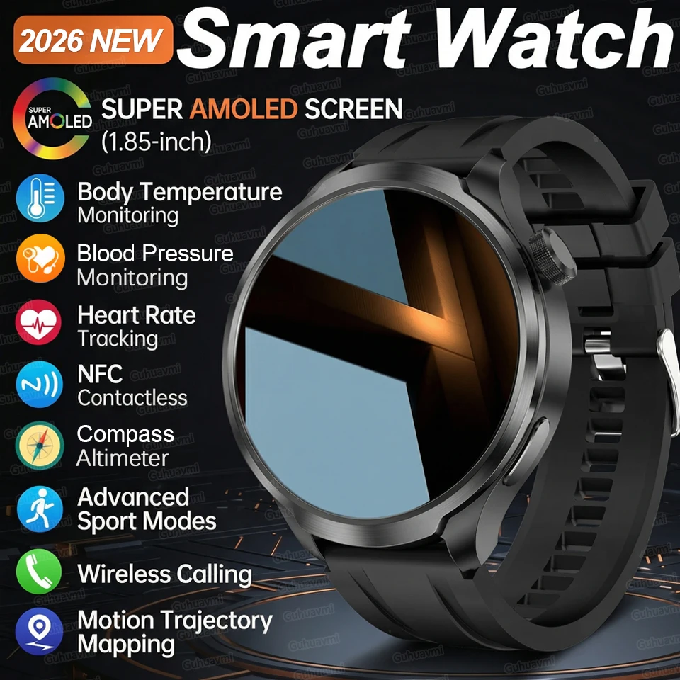 

Смарт-часы для мужчин с HD-экраном 1,85 дюйма, сапфировым стеклом, GPS, отслеживанием спортивных показателей, NFC, Bluetooth-звонками, измерением давления и температуры, Lingdong Island