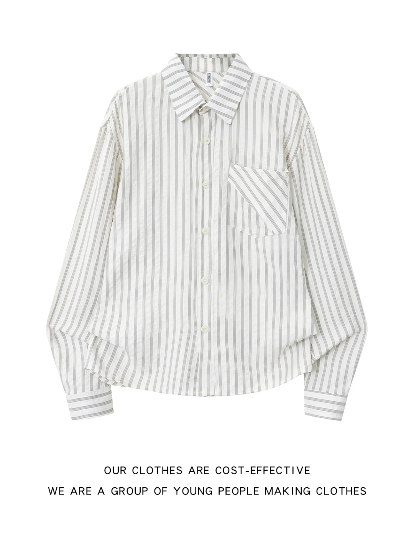 Loose Fit Long Sleeve Striped Bubble Shirt for Men Casual Comfortable High Intelligence Design Summer Fashion Inner Wear Shirt