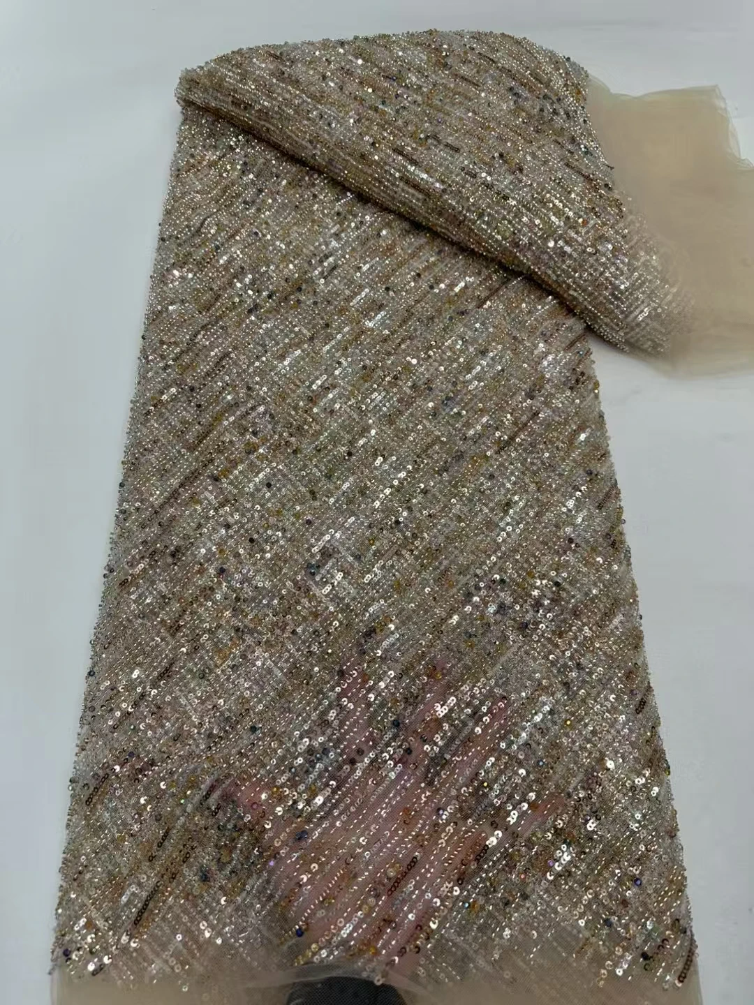 Africa Nigerian Beaded French Mesh Lace With Sequins High Quality 2025 Embroidery Lace Sequins Lace For Wedding Dresses Women