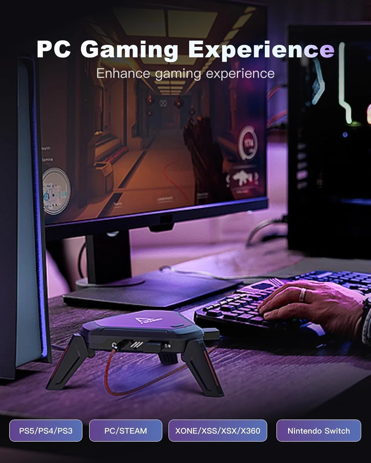 Aimzenix Pure Version Monster AX600 Keyboard and Mouse Converter for PS5, PS4, Xbox Series X/S, Xbox One & Nintendo Switch | for