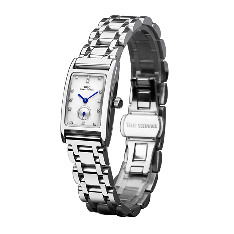 Fashion Women Rectangular Watch Golden Steel Waterproof Hand Clock Female Gifts Original Luxury Brand Ladies Wristwatch Silver