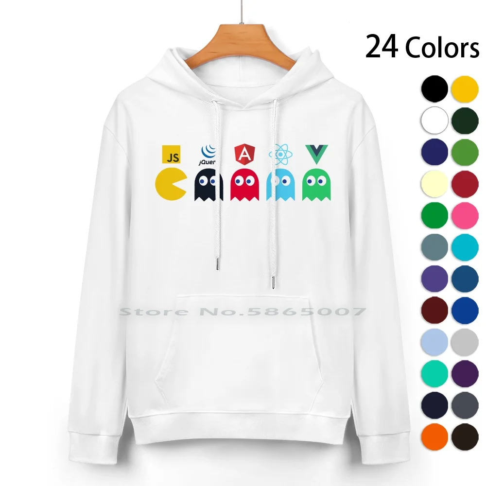 Javascript Eats Old Frameworks Pure Cotton Hoodie Sweater 24 Colors Jqueryjs Angularjs Reactjs Vuejs Library Fatigue Javascript