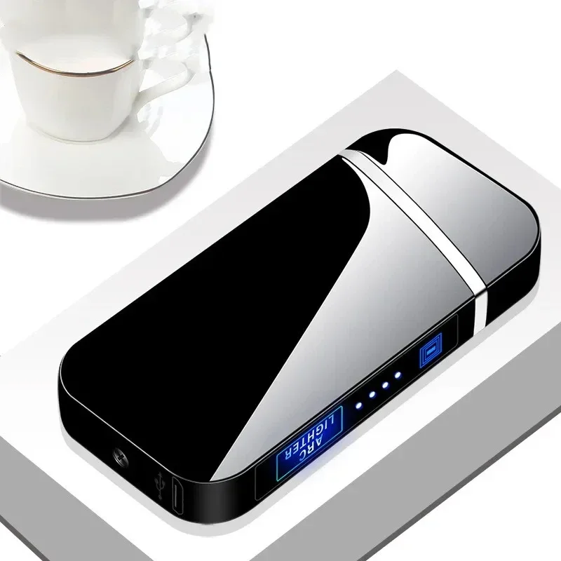 

New Double Arc Electric Lighter Smart Chip USB Windproof Lighter Digital Power Display Flameless Lighter Men Gift 2024