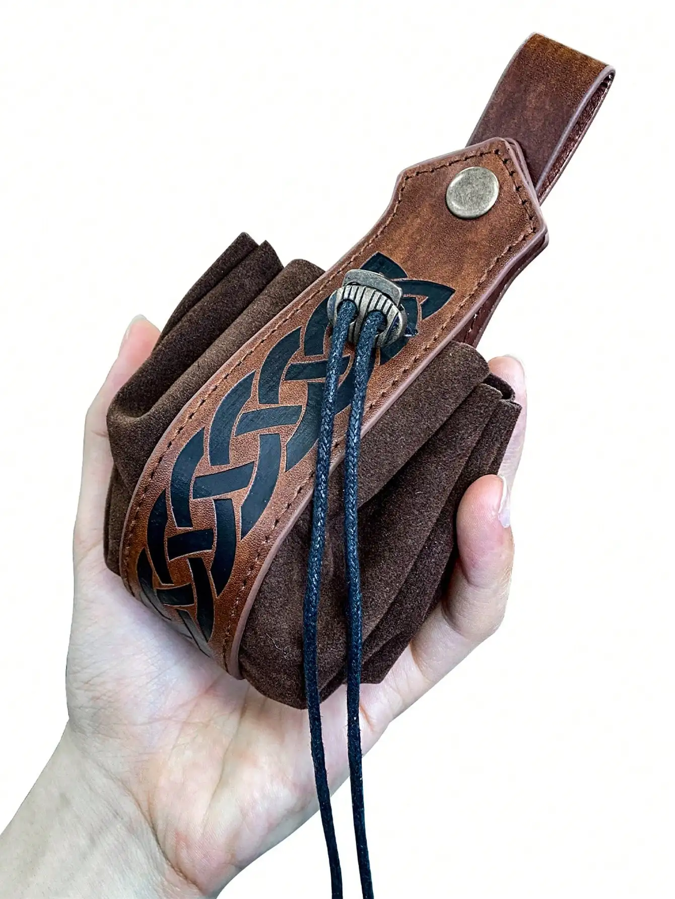 

Средневековая винтажная поясная сумка из искусственной кожи в стиле панк викингов, винтажный портативный кошелек на шнурке для мужчин и женщин, аксессуар для костюма