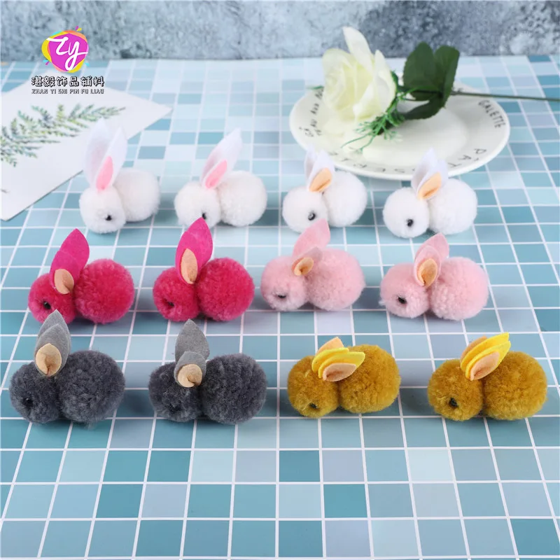 100 Pcs Cute Hairball Rabbit Band Accessories Girls Cartoon Plush Tie Hair Headband Phone Case