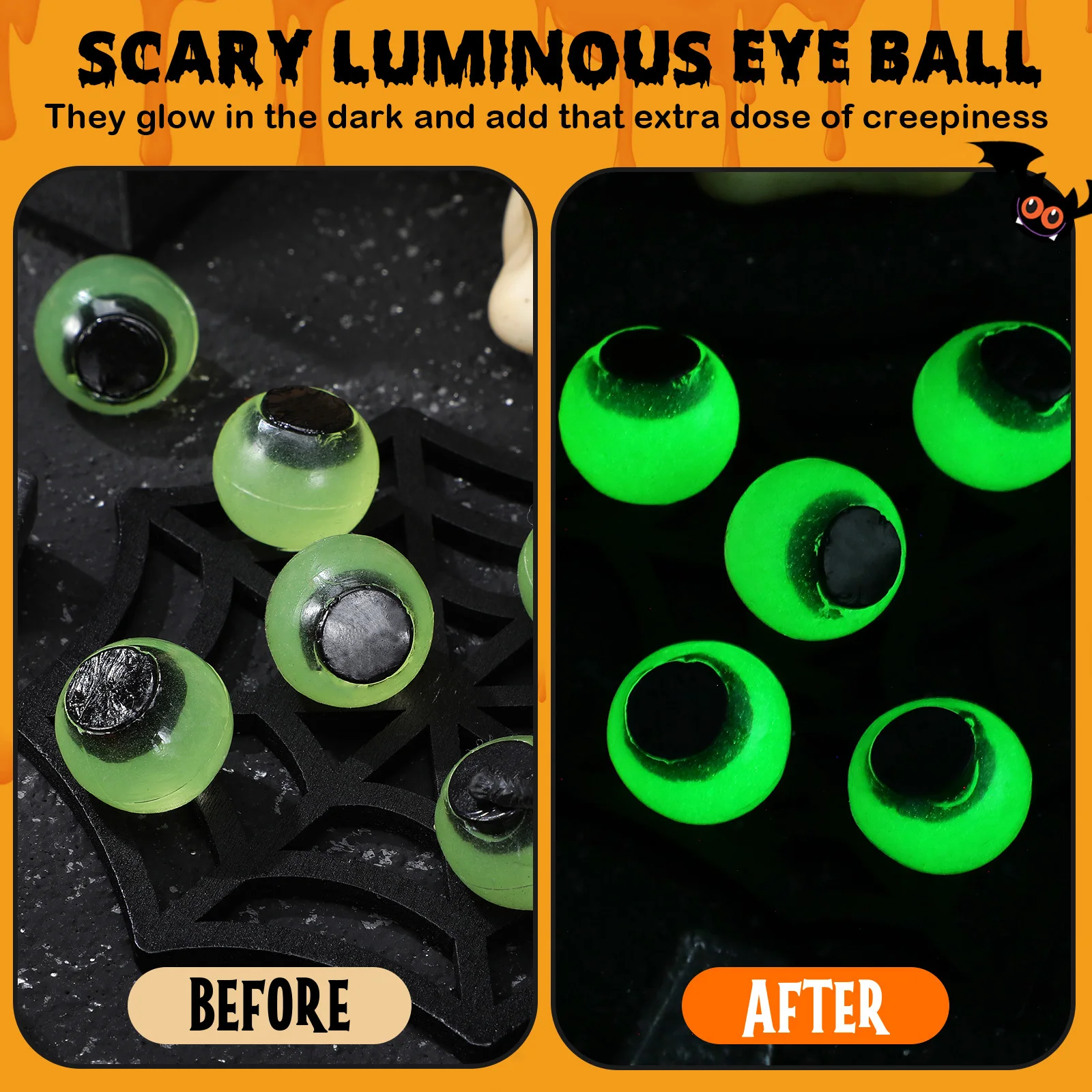 24 pz Incandescente Bulbo Oculare Horror Simulazione Palle Occhi Per La Festa di Halloween Bomboniera Trucco Puntelli Occhi Finti Accessori Novità Gag Regalo