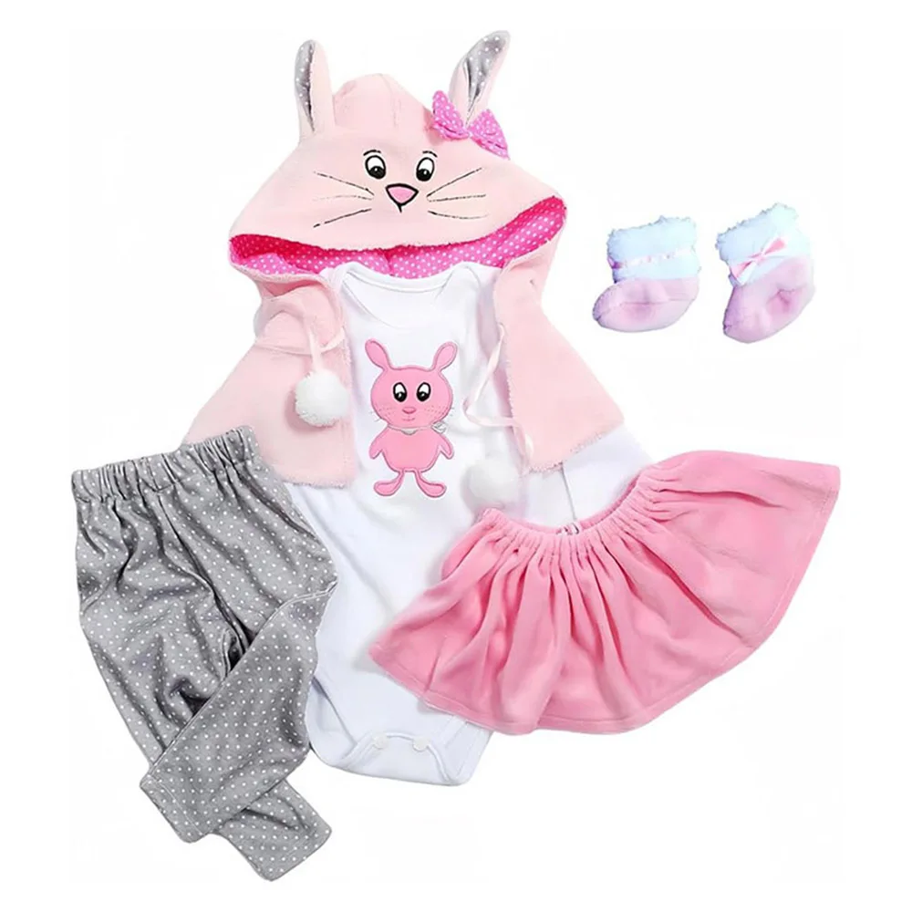 Kleidungsset für Reborn-Babypuppen, Strampler und Hose für 18-20 Zoll/46-50 cm Puppen, Babykleidung, Panda-Outfit, Kinderspielzeug-Zubehör – Detail 3
