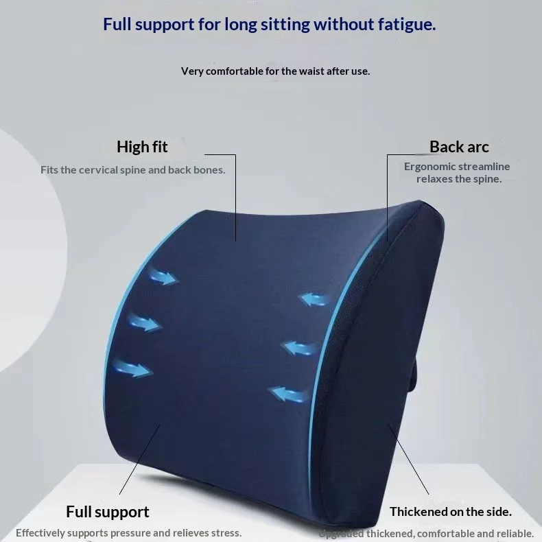 Memory Foam Slow Rebound Lumbar Cushion | Ergonomic Office Chair And Car Seat Support Pillow (For Home And Office)