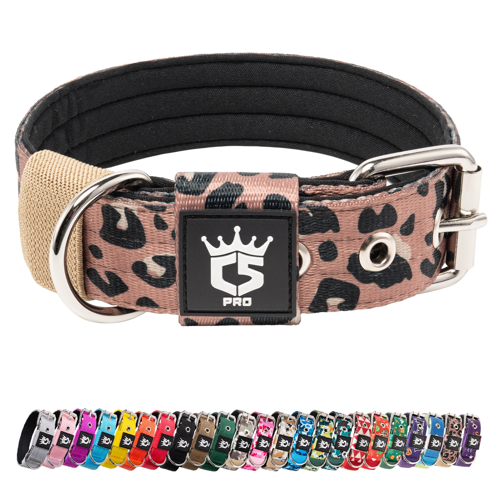 Collare Tattico Resistente TSPRO, Collare da Addestramento Regolabile con Fibbia in Metallo, Adatto per Cani di Piccola, Media e Grande Taglia
